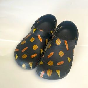 CROCS clogs pizza hamburger hotdogs